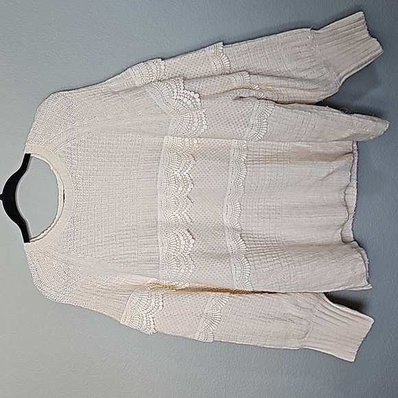 Express Romantic Girly oversized lace trim wool alpaca blend sweater XL - Picture 1 of 6